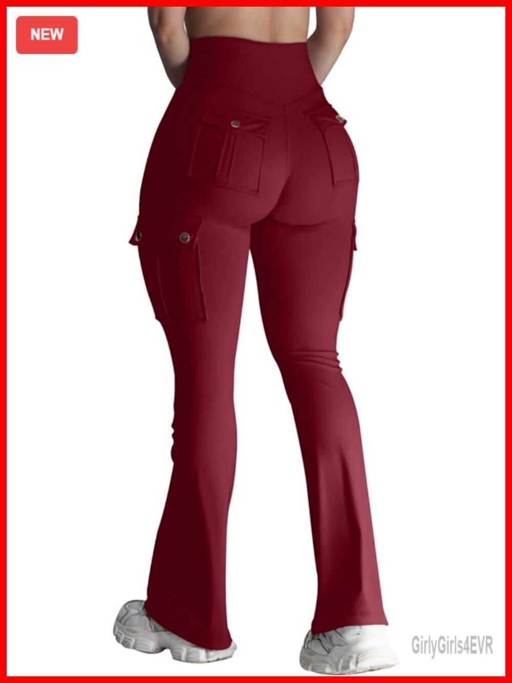 Flare Leggings with Pockets High Waisted Yoga Pants Workout Tummy Control